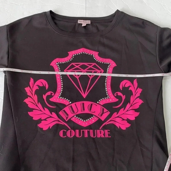 Juicy Couture Sweatshirt Black with hot pink and rhinestones Women’s S Bling - Picture 4 of 11